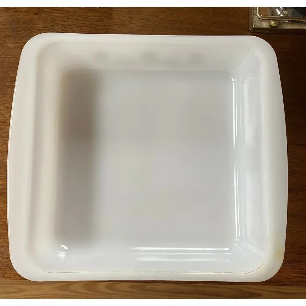 Glasbake Jeannette 8” Square Baking Dish‎ Jeannette #J2428 Green Floral Daisy